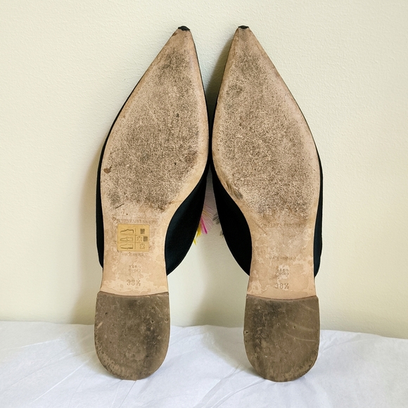 Alberta Ferretti embellished silk shantung flat pointed mules - Picture 13 of 14